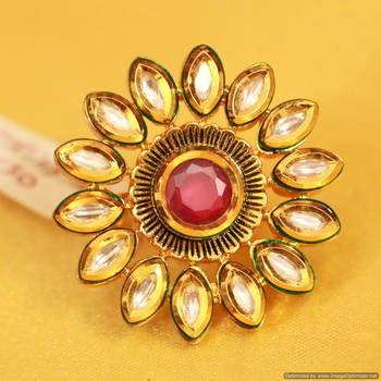 Ruby Kundan Meenakari Antique Adjustable Ring 1