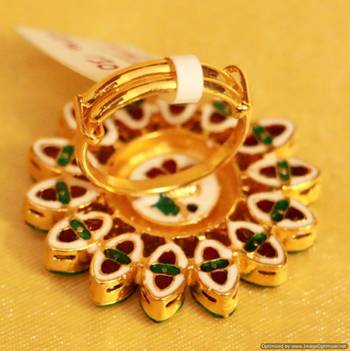 Ruby Kundan Meenakari Antique Adjustable Ring 3