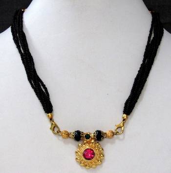 Dark pink nice stone mangalsutra necklace 1