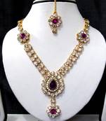 Purple nice flower stone necklace set