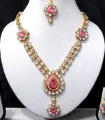 Pink nice flower stone necklace set