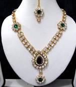 Purple and Green nice flower stone necklace set