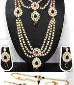 Maroon Green Stone kundan bridal necklace set