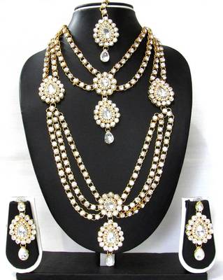 White Stone kundan bridal necklace set 2