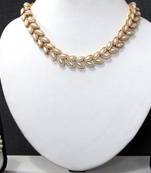 White pearl double line polki necklace set