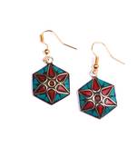 stylish terquise & red colur star shape earing