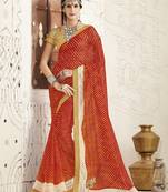 chiku embroidered georgette saree With Blouse