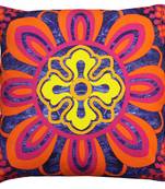 Radiant flower motif cushion cover
