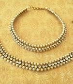 Preety white adustable diamond pearl payal anklets