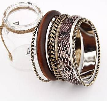 Snake Skin Print Bangle Set 2