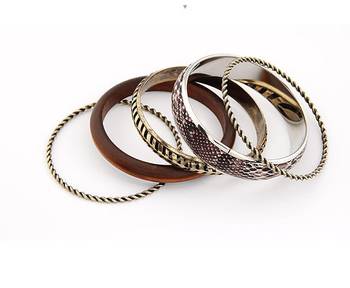 Snake Skin Print Bangle Set 3