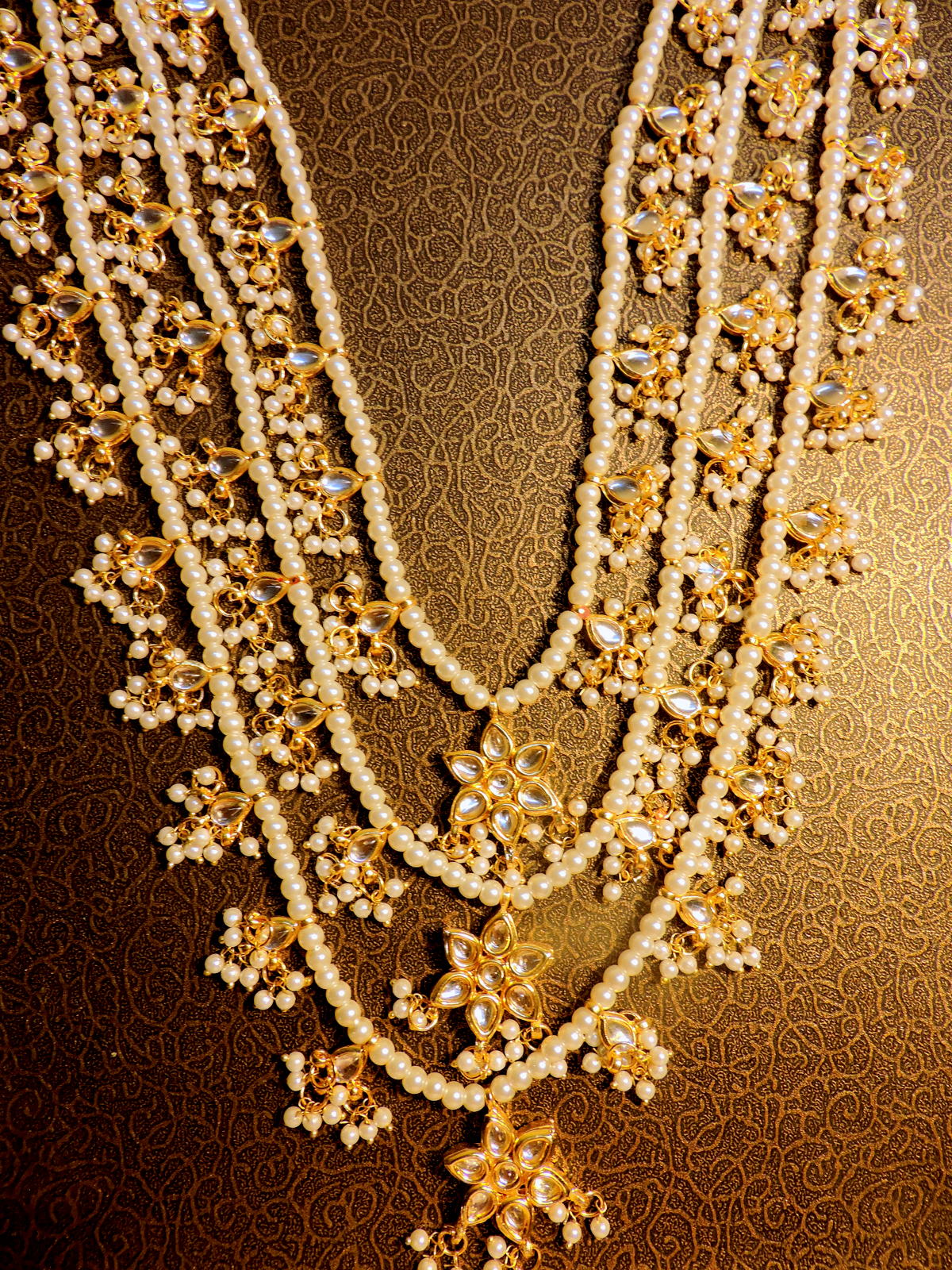 Traditional Three Line Kundan Satlada Haar Online