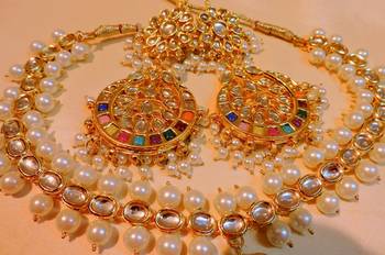 Classy Fusion Gold Plated Navratna Necklace 1