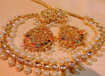 Classy Fusion Gold Plated Navratna Necklace 2