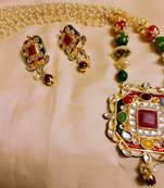 Designer Navratna Gold Plated Necklace Set