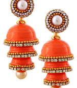 Hancrafted Single Stud Orange Triple Jhumka