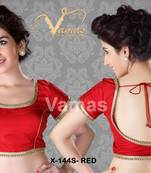 Silk Matka-Neck Saree Blouse. X144S Red