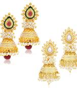 Gorgeous Jhumki Gold Plated Set of two Pair Earring Combo For Women