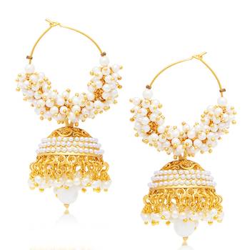 Divine Jhumki Gold Plated Set of two Pair Earring Combo For Women 2