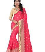 red embroidered lycra saree With Blouse