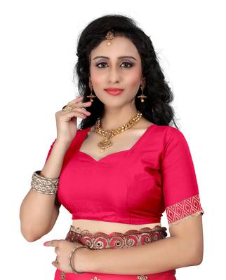 rani pink embroidered georgette saree With Blouse 3