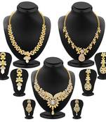 Intricately Gold Plated AD Set of three Necklace Set Combo For Women