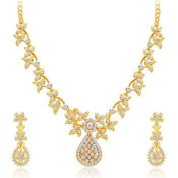 Intricately Gold Plated AD Set of three Necklace Set Combo For Women 4