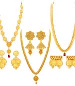 Youthful Laxmi Temple Coin Gold Plated Set of three Necklace Set Combo For Women