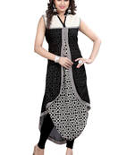 Black Printed georgette Umbrella Style Kurti