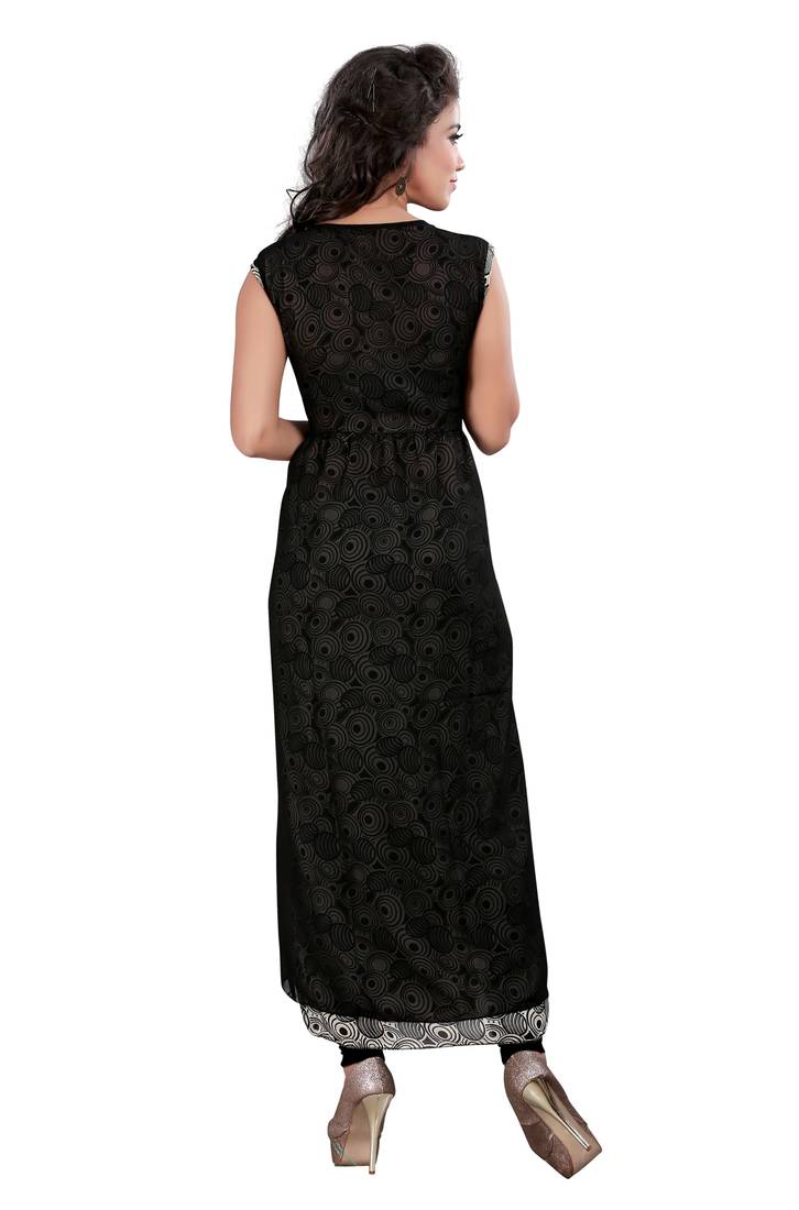 Black Embroidered Umbrella Style Kurti Panchi 1433568