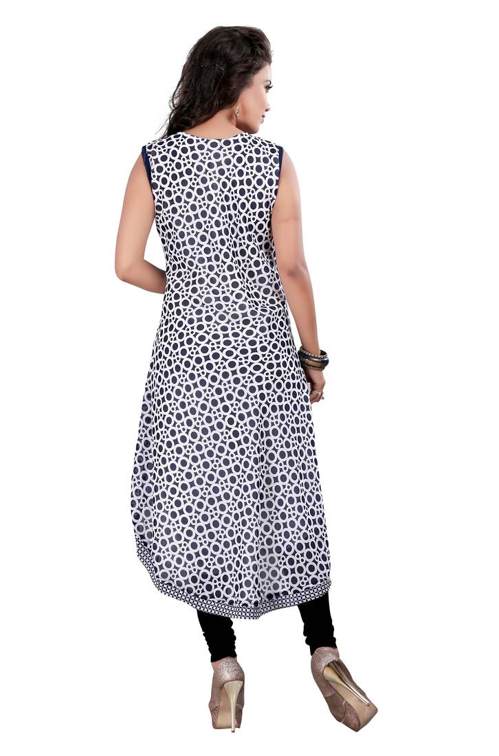 Navy Blue Printed Umbrella Style Kurti Panchi 1433571
