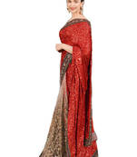 Red Embroidered Georgette Saree With Blouse