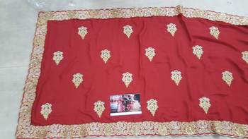 Maroon And Beige Embroidered Georgette Saree With Blouse 2
