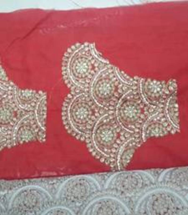 Red Embroidered Georgette Saree With Blouse