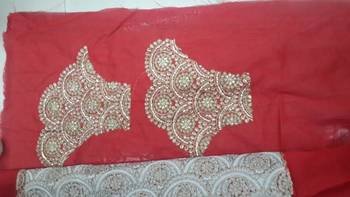 Red Embroidered Georgette Saree With Blouse 4