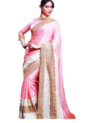 Pink Embroidered Georgette Saree With Blouse 1