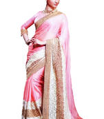 Pink Embroidered Georgette Saree With Blouse