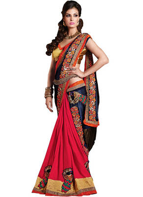 Multi Color Embroidered Georgette Saree With Blouse 1
