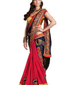 Multi Color Embroidered Georgette Saree With Blouse
