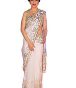 Golden Embroidered Net Saree With Blouse