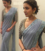 Gray Embroidered Georgette Saree With Blouse