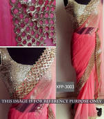 Peach Embroidered Net Saree With Blouse