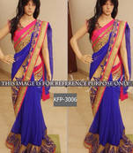 Blue Embroidered Georgette Saree With Blouse