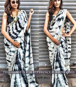 Black And White Embroidered Silk Print Saree With Blouse