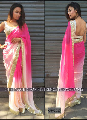 Pink Embroidered Georgette Saree With Blouse 1