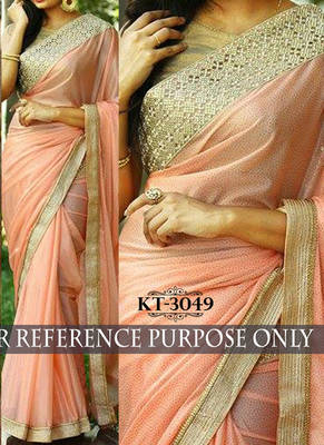 Pink Embroidered Georgette Saree With Blouse 1