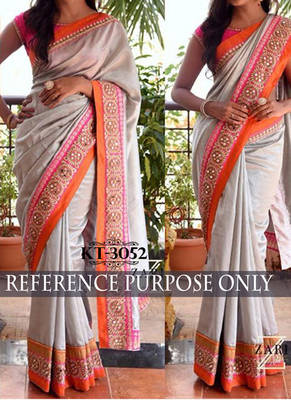 Grey Embroidered Georgette Saree With Blouse 1