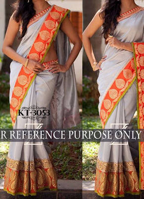 Grey Embroidered Georgette Saree With Blouse 1