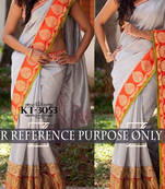 Grey Embroidered Georgette Saree With Blouse