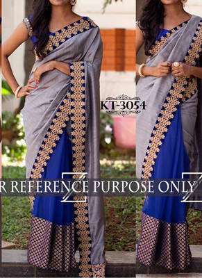 Grey Embroidered Georgette Saree With Blouse 1